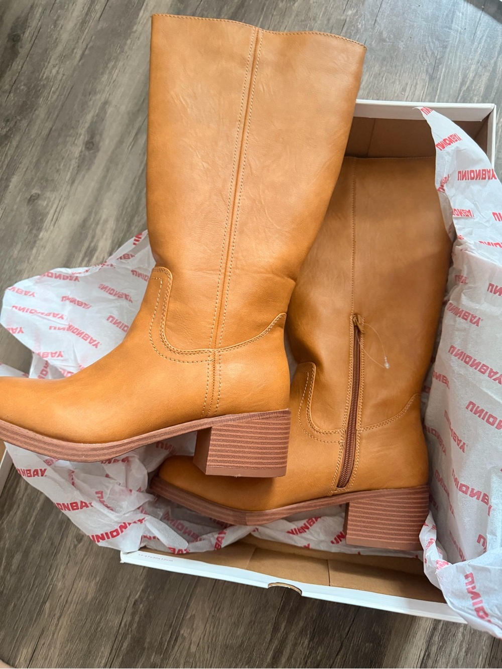 UNIONBAY Tan Mid-Calf Block Heel Boots